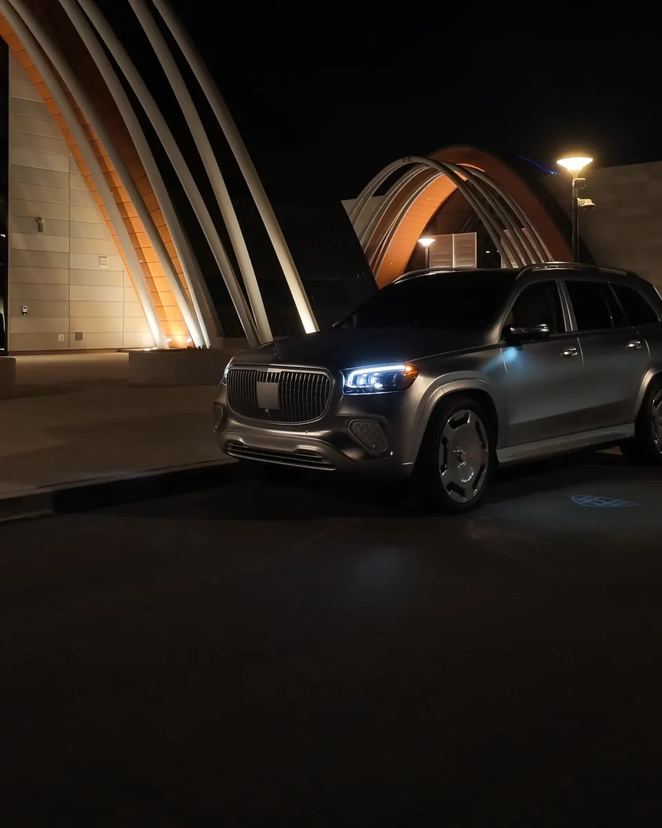 Mercedes-Maybach GLS, an SUV over 6,000 lbs GVWR, at night